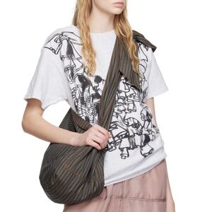 SC103 Striped Olive/Brown Hobo Shoulder Bag